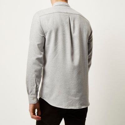 Light grey flannel slim shirt